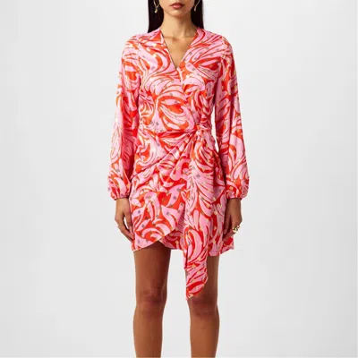 Never Fully Dressed Vienna Mini Wrap Dress In Pink Romance In Red