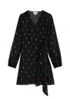 Never Fully Dressed Vienna Printed Chiffon Mini Wrap Dress In Black