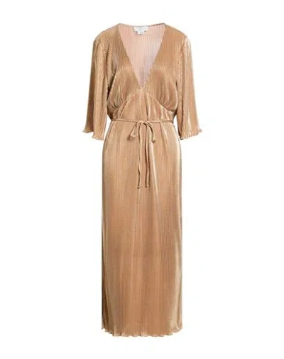 Never Fully Dressed Woman Midi Dress Gold Size Xl Polyester In Brown