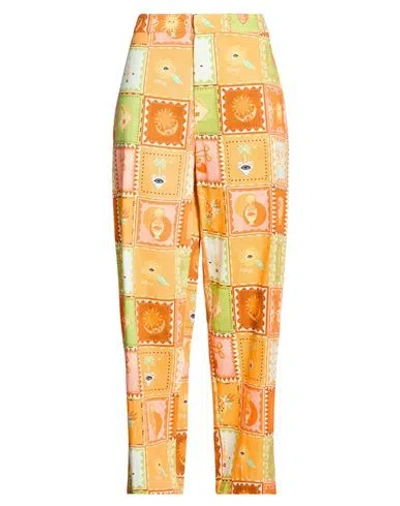 Never Fully Dressed Woman Pants Orange Size 10 Cotton In Multi