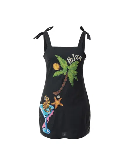 Never Fully Dressed Catalina Embellished Mini Dress In Black