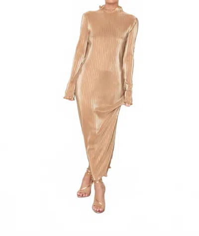 Never Fully Dressed Women's Sophia Dress In Gold Plisse In Multi
