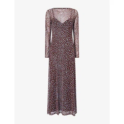 Never Fully Dressed Womens Aria Semi-sheer Mesh Maxi Dress Chocolate