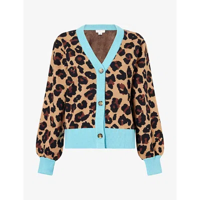 Never Fully Dressed Womens Brown Hannah Leopard-pattern Knit Cardigan In Multi