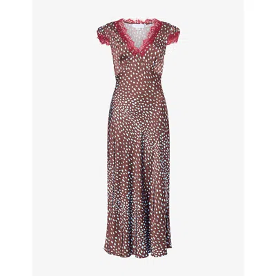 Never Fully Dressed Womens Chocolate Olivia Printed Satin Midi Dress
