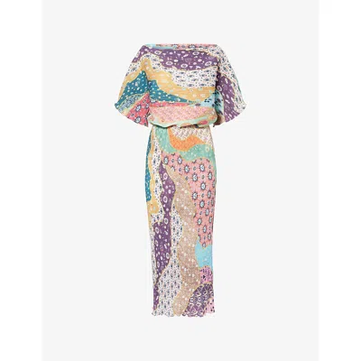 Never Fully Dressed Womens Multi Morocco Tilly Pleated Midi Dress