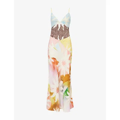 Never Fully Dressed Womens Multi Printed Valeria Woven Maxi Dress