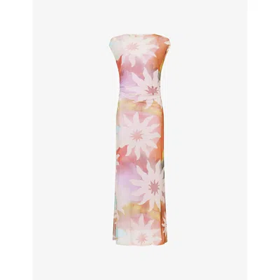 Never Fully Dressed Womens Multi Soleil Luna Printed Mesh Maxi Dress