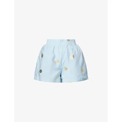 Never Fully Dressed Womens Blue Sun Elissa Relaxed-fit Woven Shorts