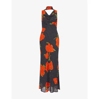Never Fully Dressed Womens Sophie Floral-print Woven Maxi Dress Black