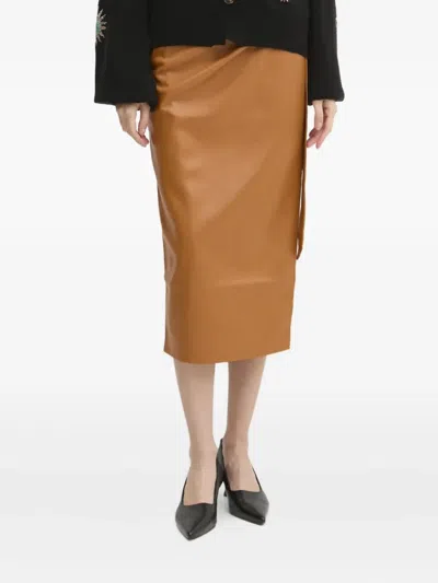 Never Fully Dressed Wrap Midi Skirt In Brown