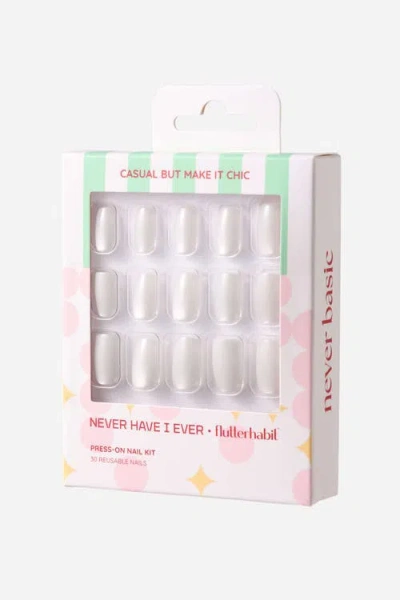Never Have I Ever Casual But Make It Chic Square Press On Nails In White