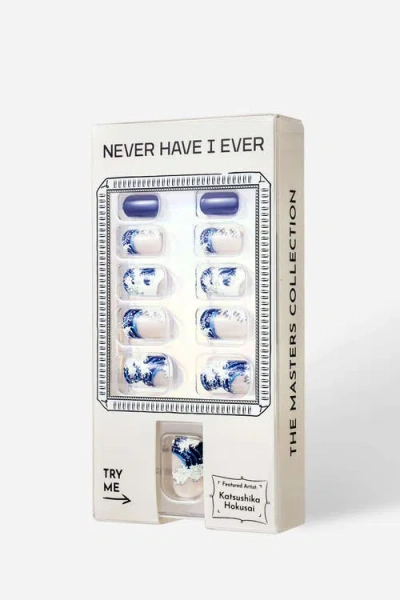 Never Have I Ever Cat Collage Almond Press On Nails In Blue