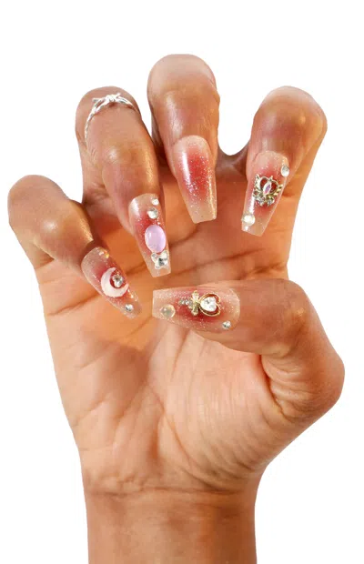 Never Have I Ever Women's Celestial Moon Coffin Press-on Nails In Pink