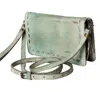 Never Mind Women's Leather Crossbody Organizer Wallet In Antiqued Teal In Multi