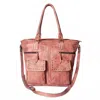 Never Mind Women's Premium Authentic Full Grain Leather Tote Bag In Dusty Rose In Multi