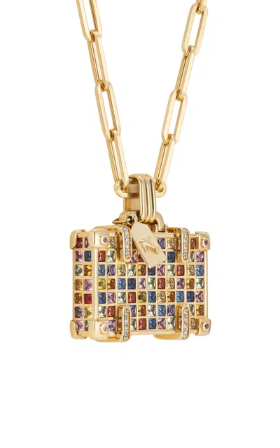Nevernot 14k Yellow Gold The 'world Is Yours' Colourful Large Suitcase In Gold