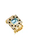 Nevernot 18k Yellow Gold ‘let's Play Chess' Blue Topaz Ring