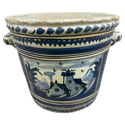 Pre-owned Nevers Faience Pot A Oranger, Hand-crafted, Louis Xv Style, C. 1750 In Gray