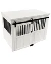 New Age Pet Ecoflex Homestead Sliding Barn Door Dog Crate -antique White In White