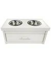 New Age Pet Ecoflex Piedmont 2-bowl Dog Diner With Storage Drawer -antique White In White