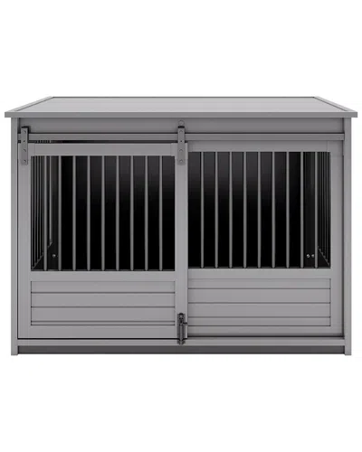 New Age Pet Ecoflex Barn Door Dog Crate End Table In Gray