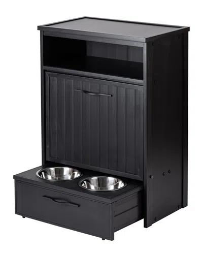 New Age Pet Ecoflex Dog Food Pantry Double Dog Bowl In Black