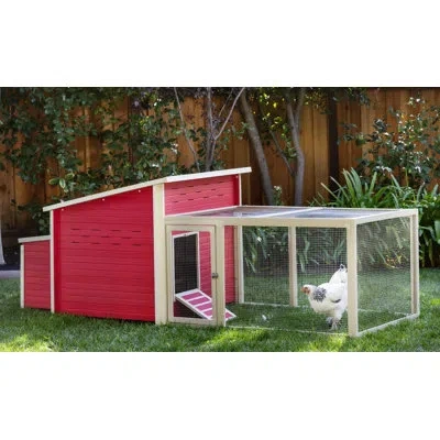 New Age Pet Ecoflex Jumbo Fontana Chicken Coop With Nesting Box & Spacious Pen - Red Finish