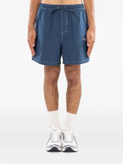 New Amsterdam Contrast-stitch Logo-print Swim Shorts In Blue