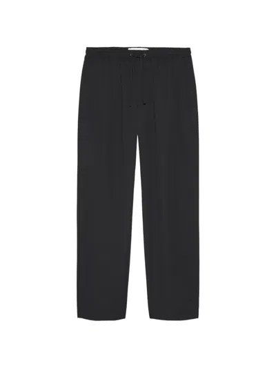 New Amsterdam Drawstring Straight-leg Trousers In Black