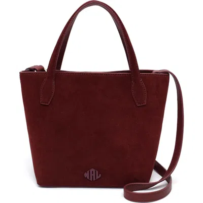 New Amsterdam Leatherworks Asher Suede Crossbody Tote Bag In Burgundy