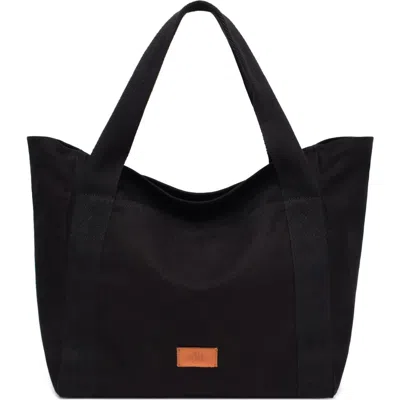 New Amsterdam Leatherworks Liliana Large Canvas Tote Bag In Black