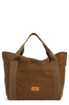 New Amsterdam Leatherworks Liliana Large Canvas Tote Bag In Brown