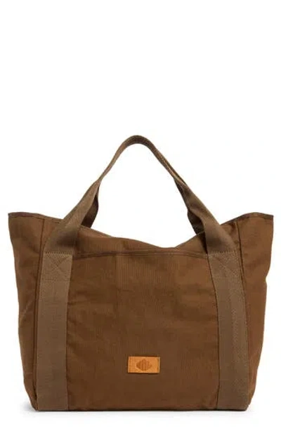 New Amsterdam Leatherworks Liliana Large Canvas Tote Bag In Brown