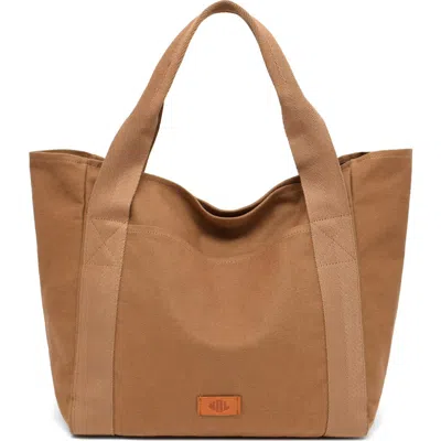 New Amsterdam Leatherworks Liliana Large Canvas Tote Bag In Brown