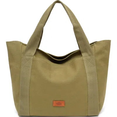 New Amsterdam Leatherworks Liliana Large Canvas Tote Bag In Green