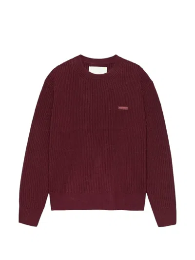 New Amsterdam Logo-embroidered Ribbed-knit Sweater In Burgundy