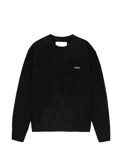 New Amsterdam Logo-embroidered Ribbed-knit Sweater In Black