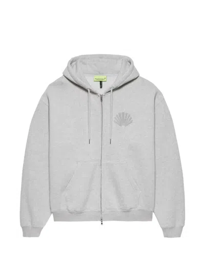 New Amsterdam Logo-embroidered Zip-up Hoodie In Gray