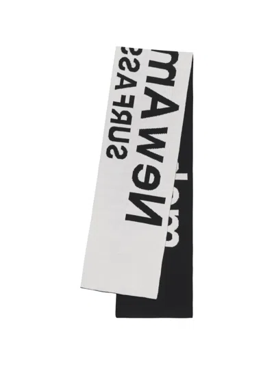 New Amsterdam Logo-intarsia Knitted Scarf In White