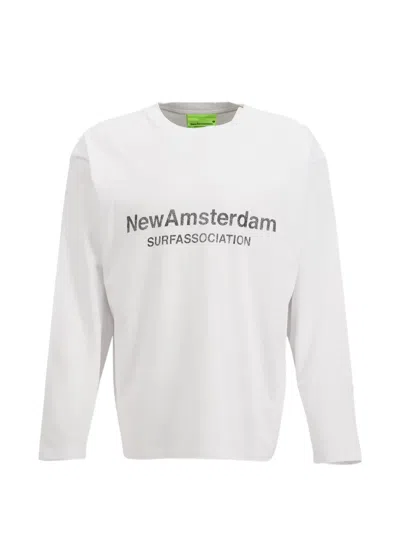 New Amsterdam Logo-print Long-sleeve Top In White