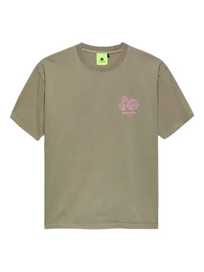 New Amsterdam Lost Surfer Shell-print Surfing-figure T-shirt In Brown