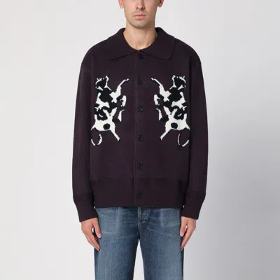 NEW AMSTERDAM SURF ASSOCIATION NEW AMSTERDAM SURF ASSOCIATION  PLUM POLO CARDIGAN WITH INLAY