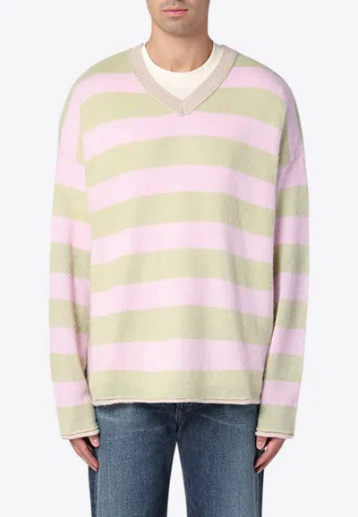 NEW AMSTERDAM SURF ASSOCIATION V-NECK STRIPED SWEATER