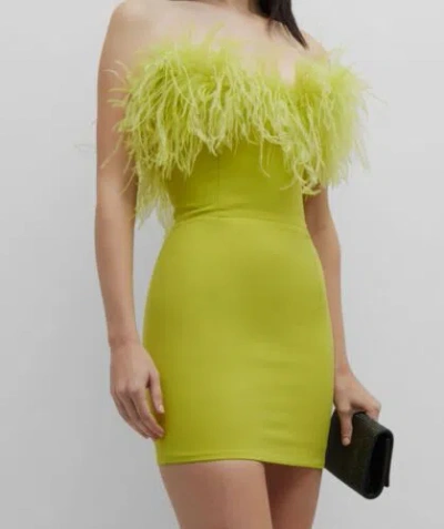 Pre-owned New Arrivals $795 Arrivals Women Green Strapless Feather-trim Mini Dress Size 38