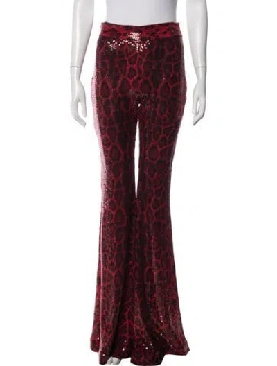 Pre-owned New Arrivals Animal Print Flared Pants W/ Tags In Red