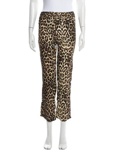 Pre-owned New Arrivals Animal Print Straight Leg Pants In Black