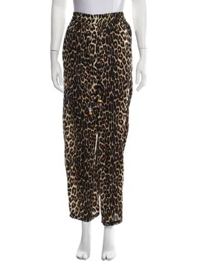 Pre-owned New Arrivals Animal Print Wide Leg Pants In Black