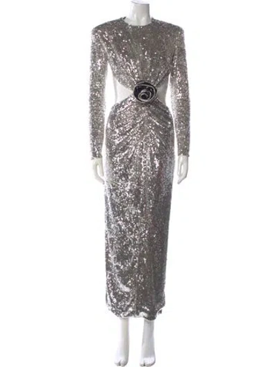Pre-owned New Arrivals Crew Neck Long Dress W/ Tags In Silver