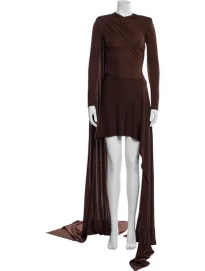 Pre-owned New Arrivals Crew Neck Mini Dress In Brown